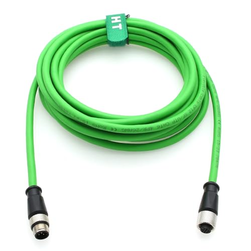 HangTon Sensor Network CAN Bus Cable for Industrial Control Automation IO Link Fieldbus NMEA2000 M12 A Code 5 Pin Male to 5 Pin Female CAT6 Shielded Waterproof Green 1M - Image 1