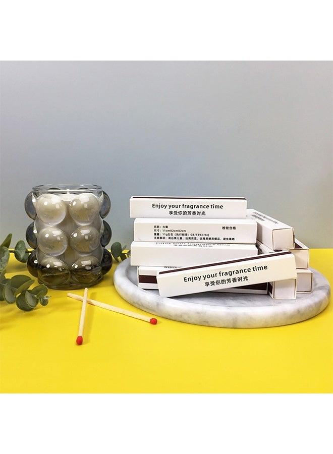 10 علب من أعواد الثقاب السوداء الزخرفية بطول 9.6 سم، أعواد ثقاب خشبية طويلة للمواقد والشموع، أعواد ثقاب ملونة، أعواد ثقاب طويلة للمواقد وشوايات الباربكيو والعلاج بالروائح العطرية - Image 3