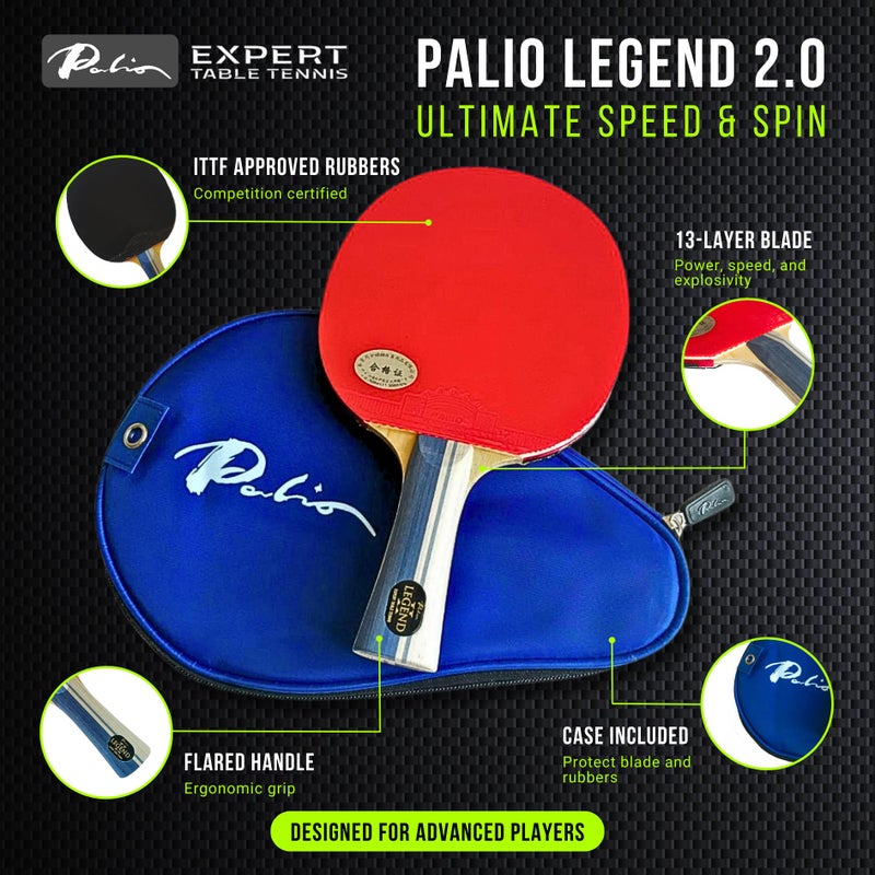 Expert Table Tennis Palio Legend 2.0 Table Tennis Racket & Case | ITTF-Approved Advanced Ping Pong Paddle | Maximum Power, Speed & Spin - Image 2