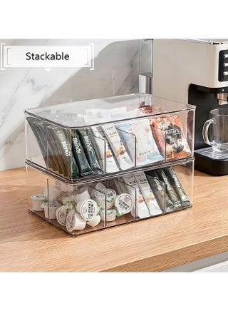 Tea Bag Organizer,Stackable Tea Bag Storage with Lid,Coffee and Tea Organizer for Kitchen Pantry Cabinets and Countertops, Holder for Tea Bags,Coffee,Sugar Packets,Condiments,Small Packets - view 2