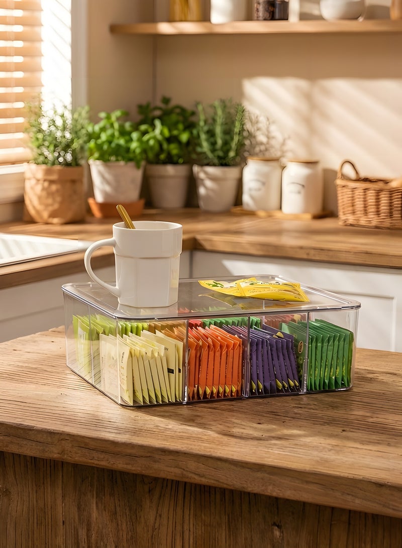 Beauenty Tea Bag Organizer,Stackable Tea Bag Storage with Lid,Coffee and Tea Organizer for Kitchen Pantry Cabinets and Countertops, Holder for Tea Bags,Coffee,Sugar Packets,Condiments,Small Packets - Image 3