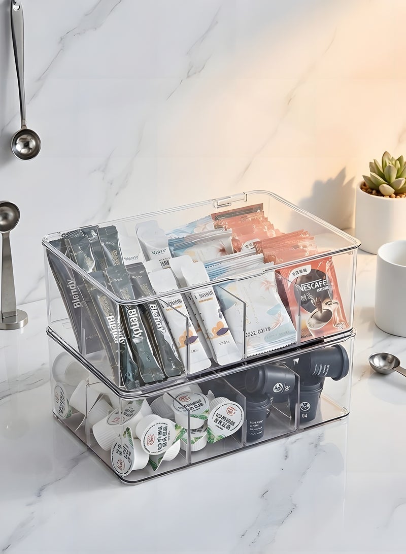 Beauenty Tea Bag Organizer,Stackable Tea Bag Storage with Lid,Coffee and Tea Organizer for Kitchen Pantry Cabinets and Countertops, Holder for Tea Bags,Coffee,Sugar Packets,Condiments,Small Packets - Image 4