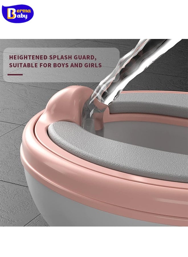 Berma Baby Potty Training Toilet, Realistic Potty Training Seat with Storage Bag, Toddler Potty Chair, Children's Toilet Seat with Soft Seat, Toilet Paper Holder and Splash Guard, Non-slip, Suitable for Boys and Girls (Pink)  - Image 2