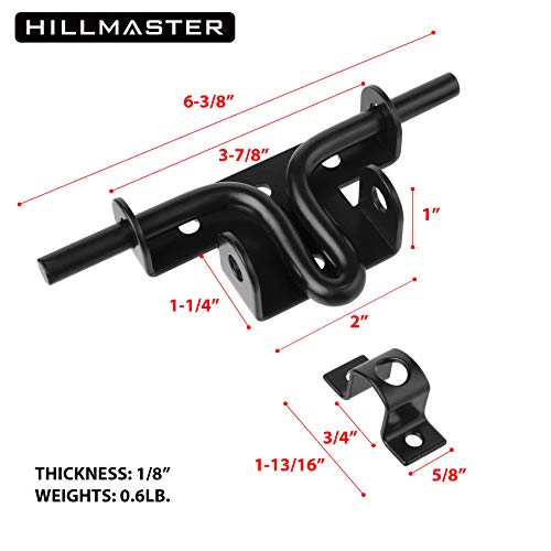 Hillmaster Slide Bolt Gate Latch for Wooden Fence Door Lock With Padlock Hole, Heavy Duty Sliding Lock, Black Barrel Bolt Latches Hardware for Wood Vinyl Fence Barn Shed - Image 4