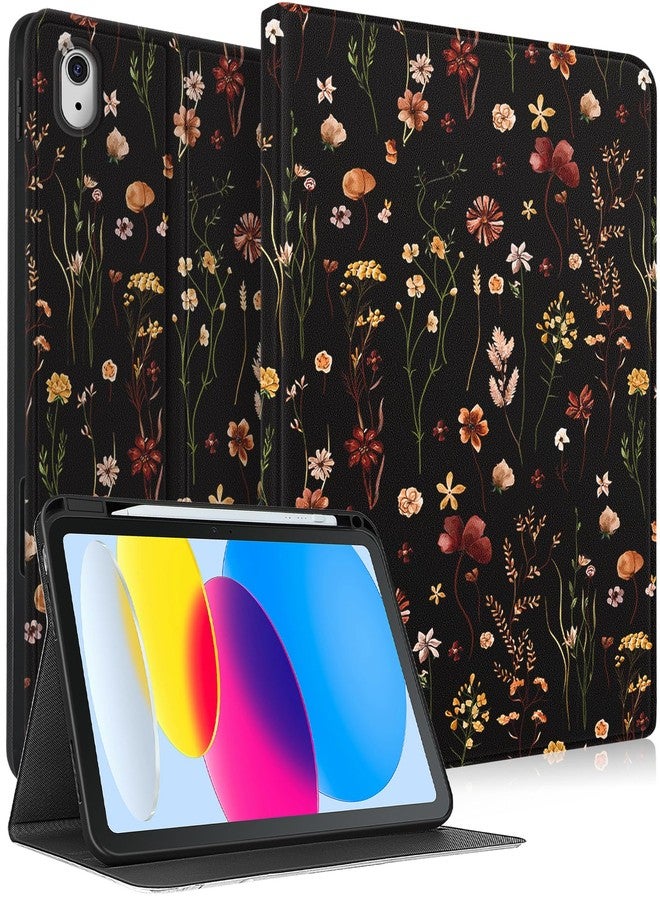 Wazzasoft for iPad A16 Case (11th) 2025,for iPad 10th Generation 10.9 inch (2022) - Women Girls Cute Smart Folio Cover (Auto Wake/Sleep) with Build-in Pencil Holder for Apple Tablet,Retro Floral - Image 1