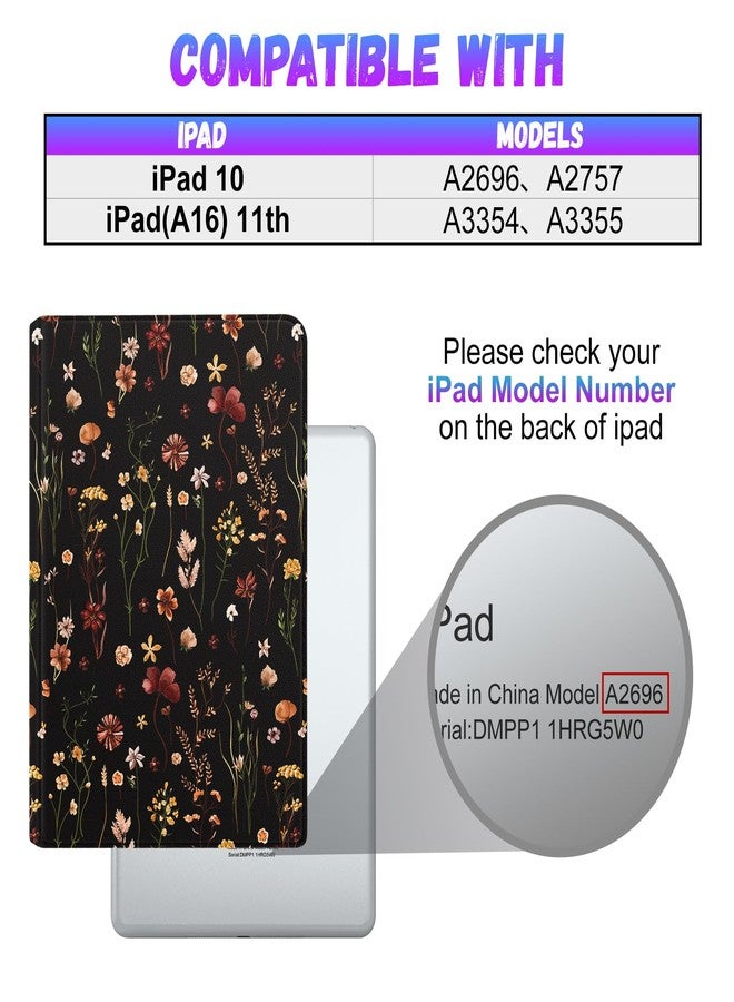 Wazzasoft for iPad A16 Case (11th) 2025,for iPad 10th Generation 10.9 inch (2022) - Women Girls Cute Smart Folio Cover (Auto Wake/Sleep) with Build-in Pencil Holder for Apple Tablet,Retro Floral - Image 2