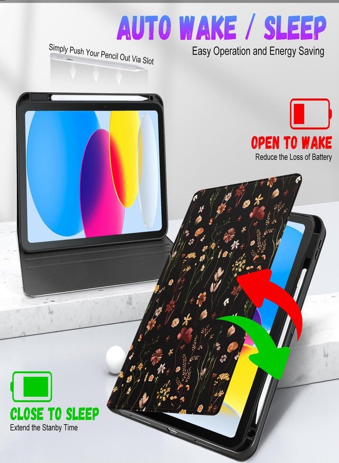 Wazzasoft for iPad A16 Case (11th) 2025,for iPad 10th Generation 10.9 inch (2022) - Women Girls Cute Smart Folio Cover (Auto Wake/Sleep) with Build-in Pencil Holder for Apple Tablet,Retro Floral - Image 5