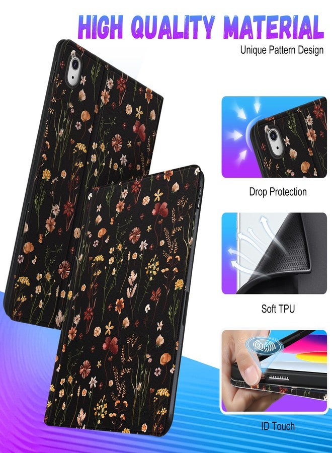 Wazzasoft for iPad A16 Case (11th) 2025,for iPad 10th Generation 10.9 inch (2022) - Women Girls Cute Smart Folio Cover (Auto Wake/Sleep) with Build-in Pencil Holder for Apple Tablet,Retro Floral - Image 3