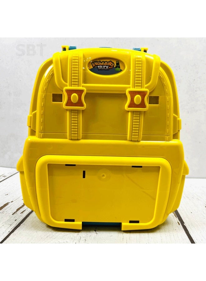 لعبة موقع بناء للأطفال على شكل حقيبة ظهر – مسار سيارات مع منحدرات وآليات هندسية قابلة للتجميع - Image 2