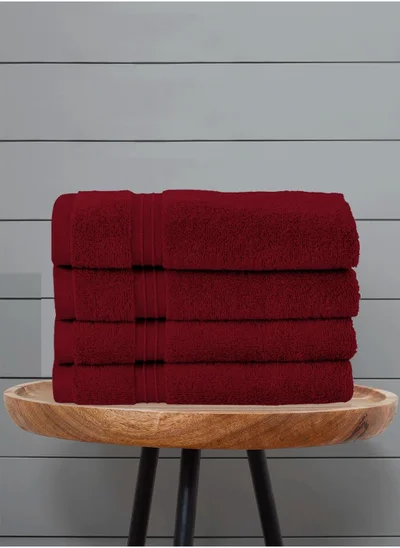 Bliss Casa Bliss Casa 4-Piece Bath Towels, 100% Combed Cotton 550 GSM Superior Quality, Quick Dry Highly Absorbent Thick Soft Hotel Towles for Bath And Spa Bathroom Towel Set 70x140cm Burgundy 70x140cm