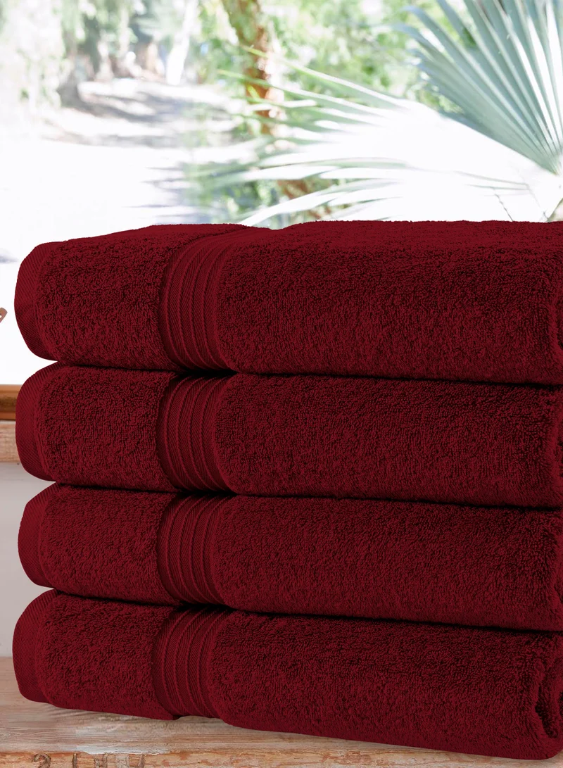 Bliss Casa Bliss Casa 4-Piece Bath Towels, 100% Combed Cotton 550 GSM Superior Quality, Quick Dry Highly Absorbent Thick Soft Hotel Towles for Bath And Spa Bathroom Towel Set 70x140cm Burgundy 70x140cm
