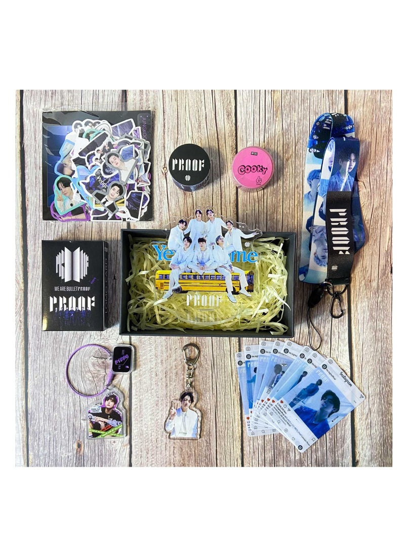 Generic BTS JK Personal Gift Box With Lomo Cards, Acrylic Stand, Hand Account Tape, Keychain, Lanyard, Stickers, Photo Card 