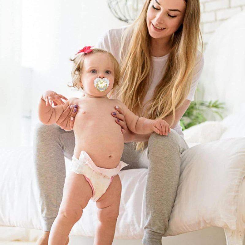 Focket Pacifier Clips Baby Girl 26 Letter Rhinestone Baby Pacifier with Name Initial Letter Curved Bling Pacifier for Girl Newborn Baby Girl Pacifiers Clips Baby Shower Birthday Gifts J - Image 5