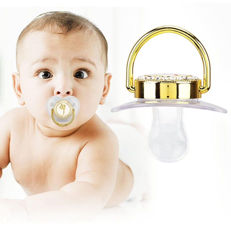 Focket Pacifier Clips Baby Girl 26 Letter Rhinestone Baby Pacifier with Name Initial Letter Curved Bling Pacifier for Girl Newborn Baby Girl Pacifiers Clips Baby Shower Birthday Gifts J - Image 3