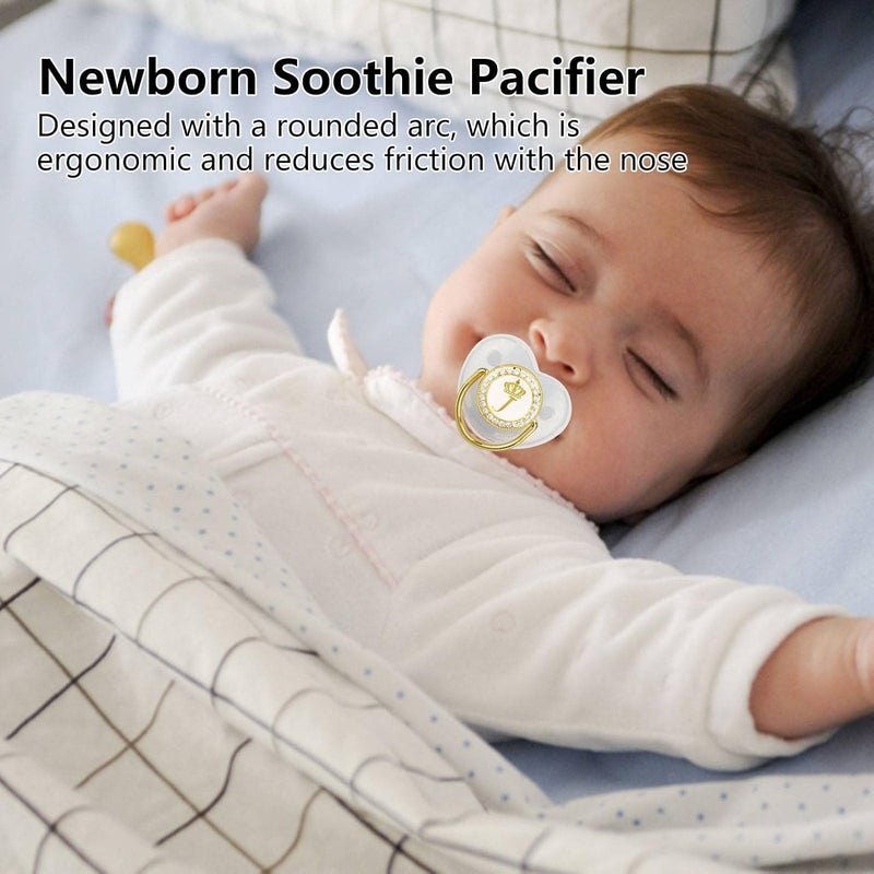 Focket Pacifier Clips Baby Girl 26 Letter Rhinestone Baby Pacifier with Name Initial Letter Curved Bling Pacifier for Girl Newborn Baby Girl Pacifiers Clips Baby Shower Birthday Gifts J - Image 4