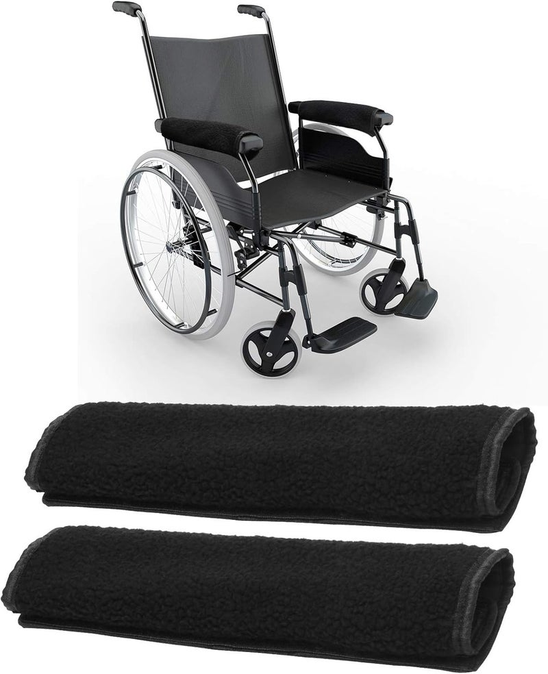 Ahier Wheelchair Armrest Pads, 2PCS Sheepskin Fleece Wheelchair Armrest Covers, Non Slip Arm Rest Cover Cushion pad for Wheelchairs - Image 1