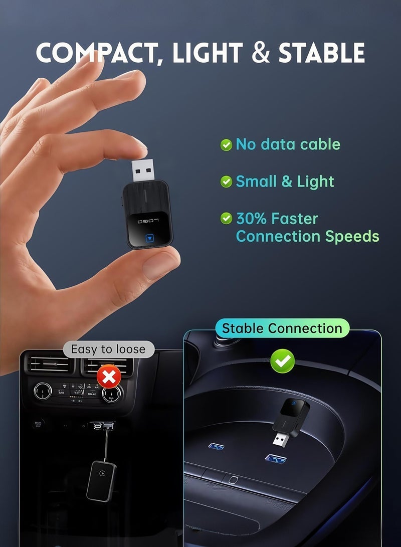 2025 New,Wireless CarPlay Adapter- Mini Edition, Wired to Wireless for OEM Cars Wired Carplay/Android auto Dual mode Plug&Play FOTA Wireless Adapter for Apple iPhone iOS 12and Android 11 or above - Image 2