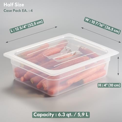 CURTA 4Pack 12 Size 4 Deep Food Pan with Handled Lid NSF Listed CommercialGrade Translucent Polypropylene Stackable FreezerSafe Storage for Restaurants Catering Buffets - Image 3