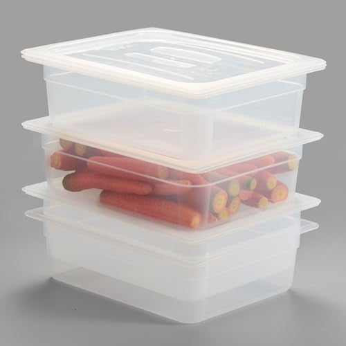 CURTA 4Pack 12 Size 4 Deep Food Pan with Handled Lid NSF Listed CommercialGrade Translucent Polypropylene Stackable FreezerSafe Storage for Restaurants Catering Buffets - Image 1
