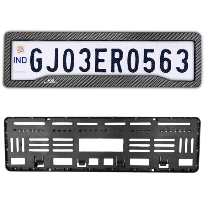 KSHEERI Baleno Number Plate Frames (Front and Rear) Cover Carbon Fiber Texture Lining Car Registration Plate Holders for Baleno (Set of 1) - Image 4
