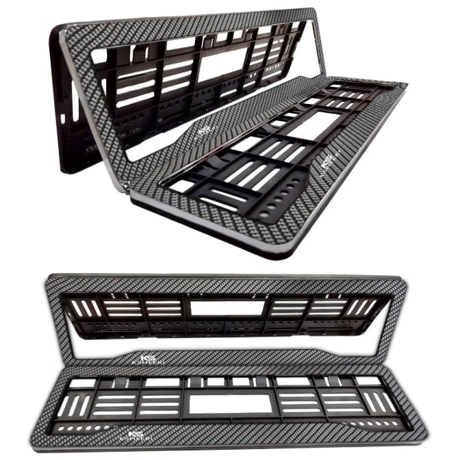 KSHEERI Baleno Number Plate Frames (Front and Rear) Cover Carbon Fiber Texture Lining Car Registration Plate Holders for Baleno (Set of 1) - Image 3