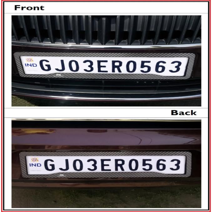 KSHEERI Baleno Number Plate Frames (Front and Rear) Cover Carbon Fiber Texture Lining Car Registration Plate Holders for Baleno (Set of 1) - Image 5