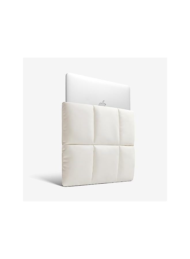 Comfyable Puffy Laptop Sleeve 13 Inch 14 Inch, Puffer Laptop Carrying Case for Women, Pillow Case Compatible for MacBook Air M3 2024 M2 M1,MacBook Pro 13 in14 in,PU Leather Cover, Rice - Image 3