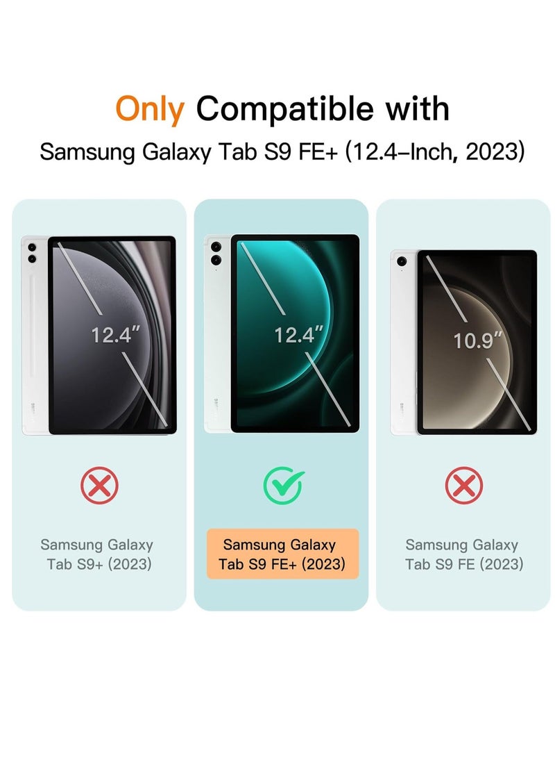 راكسوم جراب لجهاز Samsung Galaxy Tab S9 FE+ / S9 FE Plus مقاس 12.4 بوصة - غطاء واقٍ ناعم من مادة TPU مع حامل ثلاثي الطيات مع حامل قلم S Pen، ودعم شحن قلم S Pen، وخاصية الإيقاظ/السكون التلقائي (أخضر داكن) - Image 2