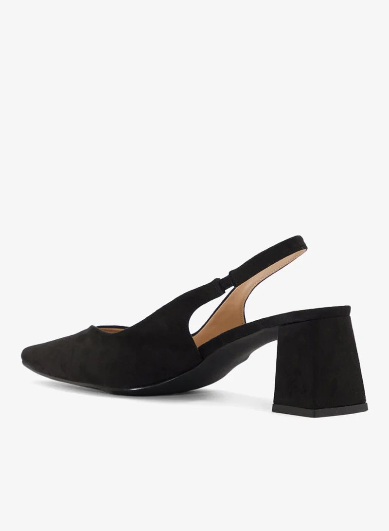 ELLA Black Tapered Block Heel Suede Sling Back Pump for Women | Best Price UAE