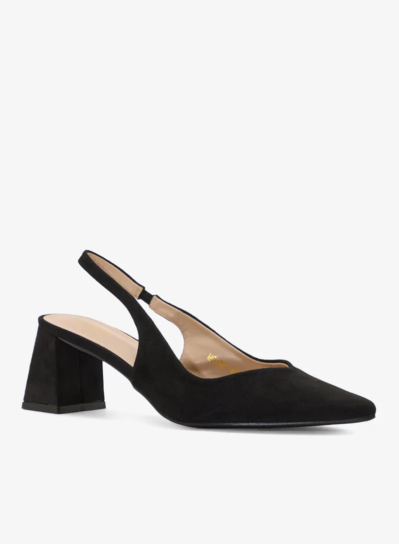 ELLA Tapered Block Heel Suede Sling Back Pump