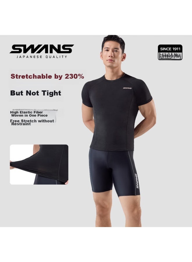 Speed Vision Swans Men's Swimwear Set, Swim Trunks, Knee-length, Anti-embarrassment, Professional Training, Quick-drying, Hot Springs, Size M - Image 4