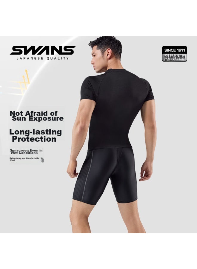 Speed Vision Swans Men's Swimwear Set, Swim Trunks, Knee-length, Anti-embarrassment, Professional Training, Quick-drying, Hot Springs, Size M - Image 3