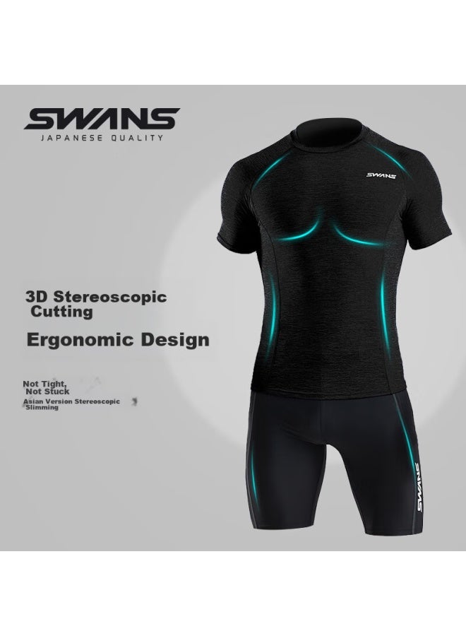 Speed Vision Swans Men's Swimwear Set, Swim Trunks, Knee-length, Anti-embarrassment, Professional Training, Quick-drying, Hot Springs, Size M - Image 5