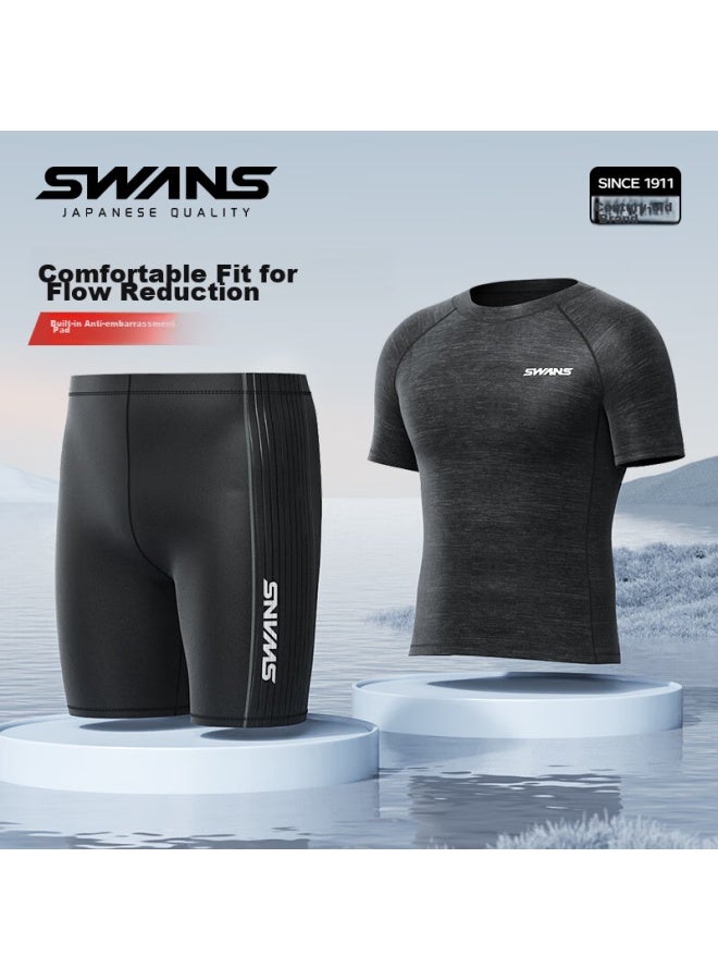 Speed Vision Swans Men's Swimwear Set, Swim Trunks, Knee-length, Anti-embarrassment, Professional Training, Quick-drying, Hot Springs, Size M - Image 1