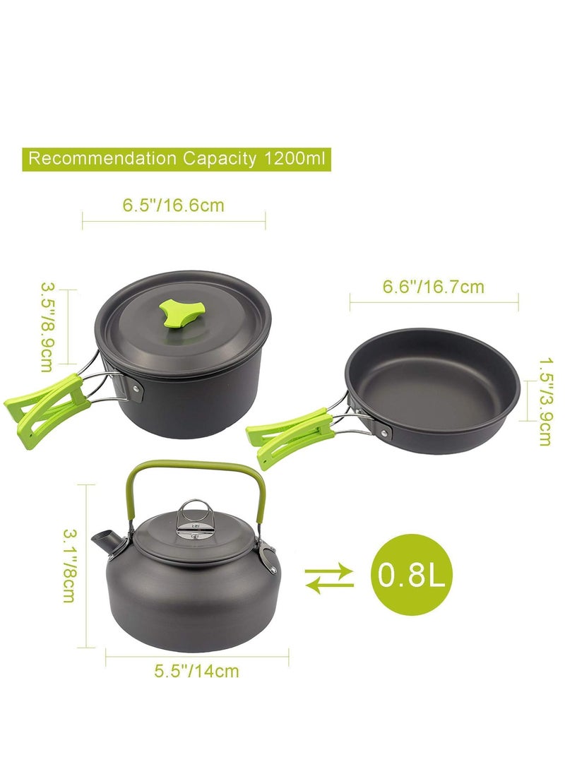 Camping Cookware Mess Kit 1-2 Person / 2-3 Person Folding Knife and Fork Portable Pan and Pan Set Hiking for Picnic and Camping