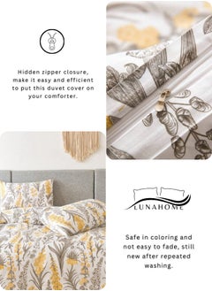 LUNA Home King size 6 pieces, duvet cover set, yellow flowers  design.  - Image 5