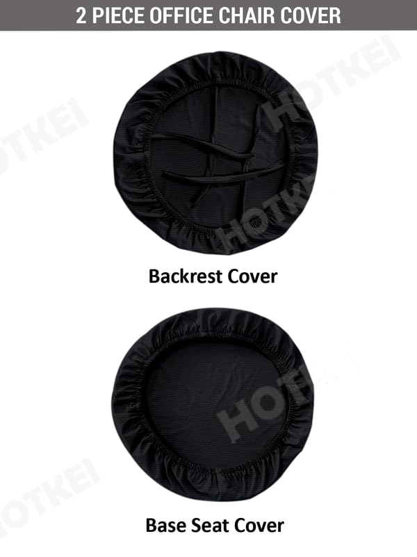 HOTKEI Black Dry Fit Office Chair Cover Set of 1 Water Resistant Seat Chair Covers 220GSM Fabric Stretchable Rotating Computer Chair Slipcovers Protector High Chair Cover for Office Desk Chair 2 Pcs - Image 4