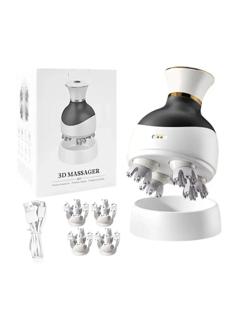 Portable 3D  Electric Scalp Wireless Head Massager Kneading Full Body Deep Massage Device - Image 1