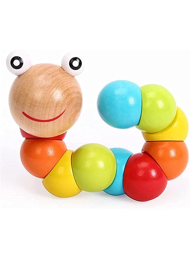 vesus Quality Baby Safe Wooden Caterpillar Toy For Babies Twist and Turn the Caterpillar Learn Hand Movement Colours
