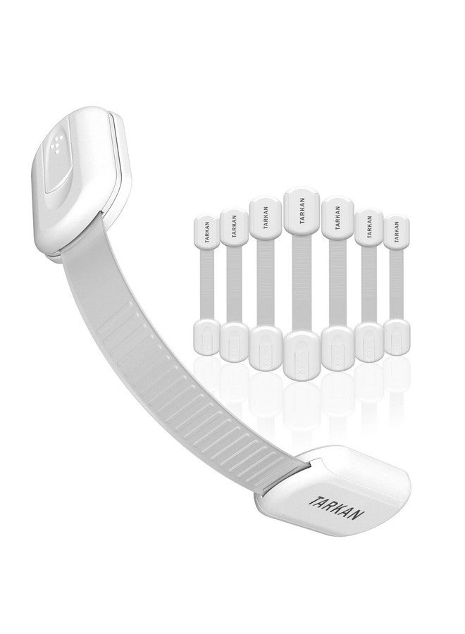 Tarkan Safety Cabinet Lock (8-Pack), Child Proofing Adjustable Door Latch For Drawers, Fridge, Furniture With 3M Adhesive (White) - Image 1
