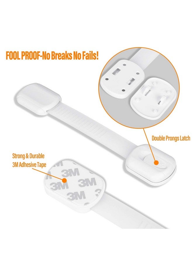 Tarkan Safety Cabinet Lock (8-Pack), Child Proofing Adjustable Door Latch For Drawers, Fridge, Furniture With 3M Adhesive (White) - Image 3