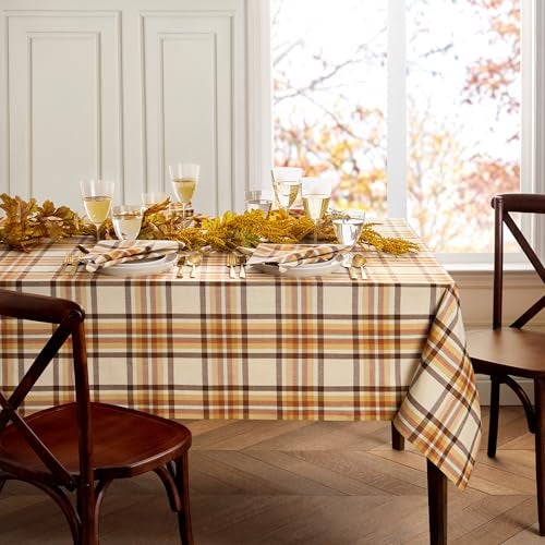 Elrene Home Fashions Russet Harvest Woven Plaid Cotton Tablecloth for FallThanksgiving 60X120 Rectangle - Image 3