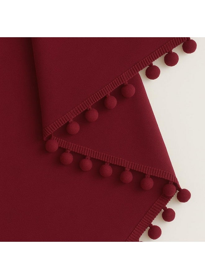 STITCHNEST Premium Velvet Semi Blackout Curtains with Pom Pom - Pack of 2 Window Curtains, Elegant Maroon Color for Bedroom & Living Room (Size: 5ft) - Image 4
