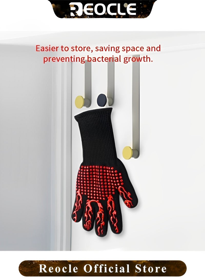 REOCLE BBQ Heat Resistant Gloves Long Silicone knitted Gloves Oven Gloves 800°F Heat Resistant Gloves Non-Slip Gloves Sweat Absorption Gloves for Baking & Grilling & Cooking  - Image 3