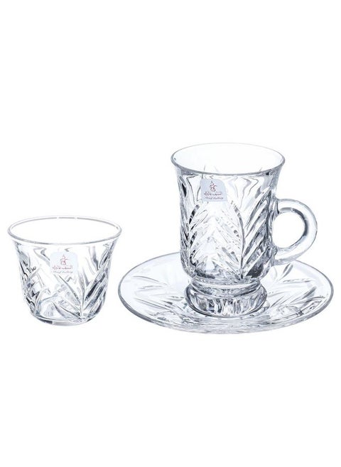Crystal Serving Set And Cups 18 Pieces Clear