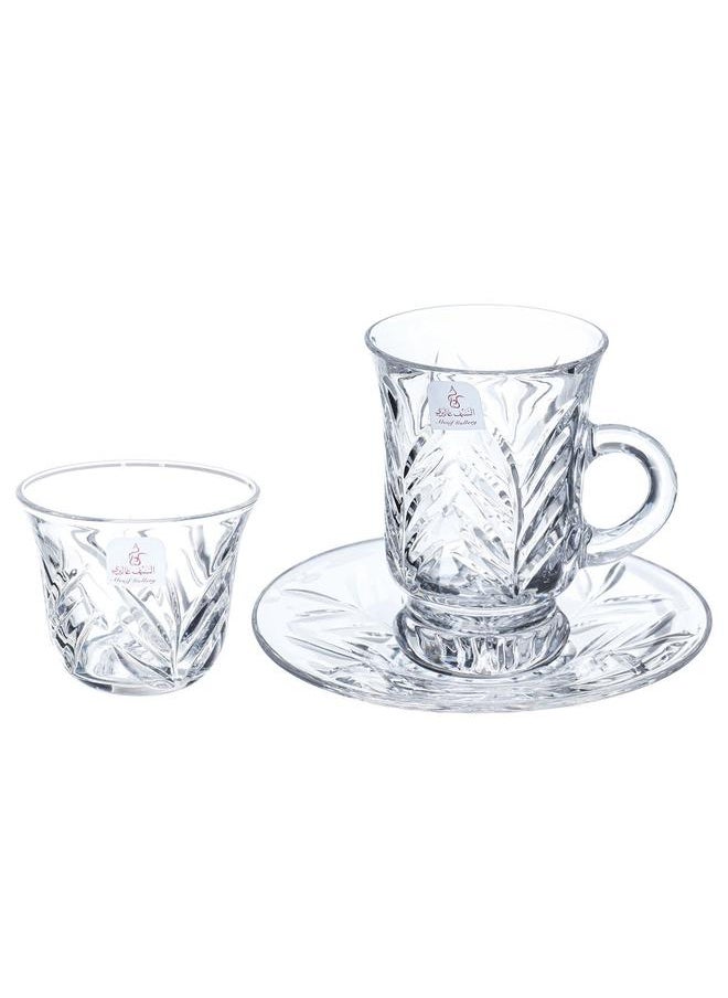 Alsaif Crystal Serving Set And Cups 18 Pieces Clear  - Image 1