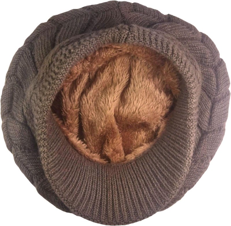 HINDAWI Women Winter Warm Knit Hat Wool Snow Ski Caps with Visor - Image 3