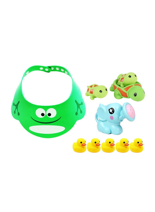 NIBEMINENT Bath Toy Set Of 4 (Shower Cap With Watering Kettle And Turtle + Duck - Image 1