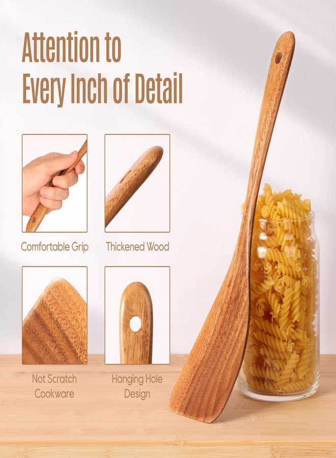 MULBOM 7 PCS Wooden Spoons for Cooking Natural Teak Kitchen Utensils Smooth Non-Stick Surface Cooking Utensils Set Perfect for Housewarming and Christmas Gift - Image 3
