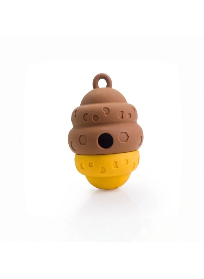 EPET Interactive Dog Treat Dispenser Toy - Slow Feeder Puzzle Ball for Mental Stimulation, Energy Release (Brown & Yellow) - Image 1